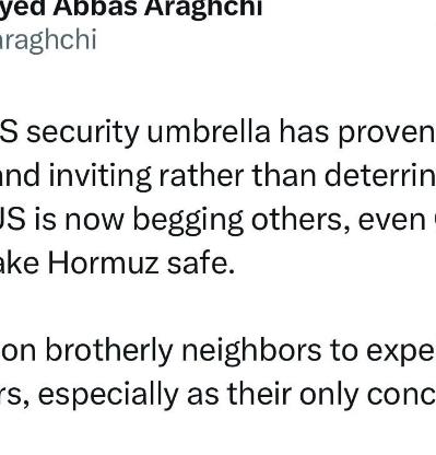 Araghchi: Iran calls on brotherly neighbors to expel foreign aggressors